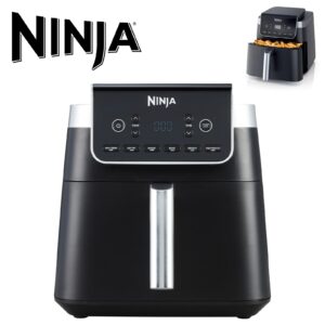 Ninja Air Fryer MAX PRO, 6.2L, sans huile, grand tiroir, rôtir, cuire, frire, familial, numérique, produits congelés, antiadhésif, panier et plaque de cuisson compatibles lave-vaisselle, gris, AF180EU