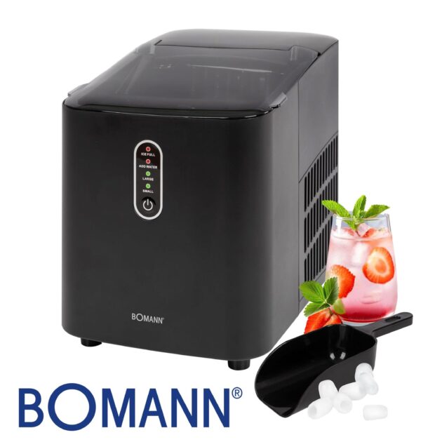 Bomann® EWB 6068 CB Machine à glaçons à production rapide – Glaçons en 10 minutes – Jusqu'à 10 kg de glace en 24 heures – Machine à glaçons avec 2 tailles de glaçons et réservoir d'eau de 1,1 l Noir