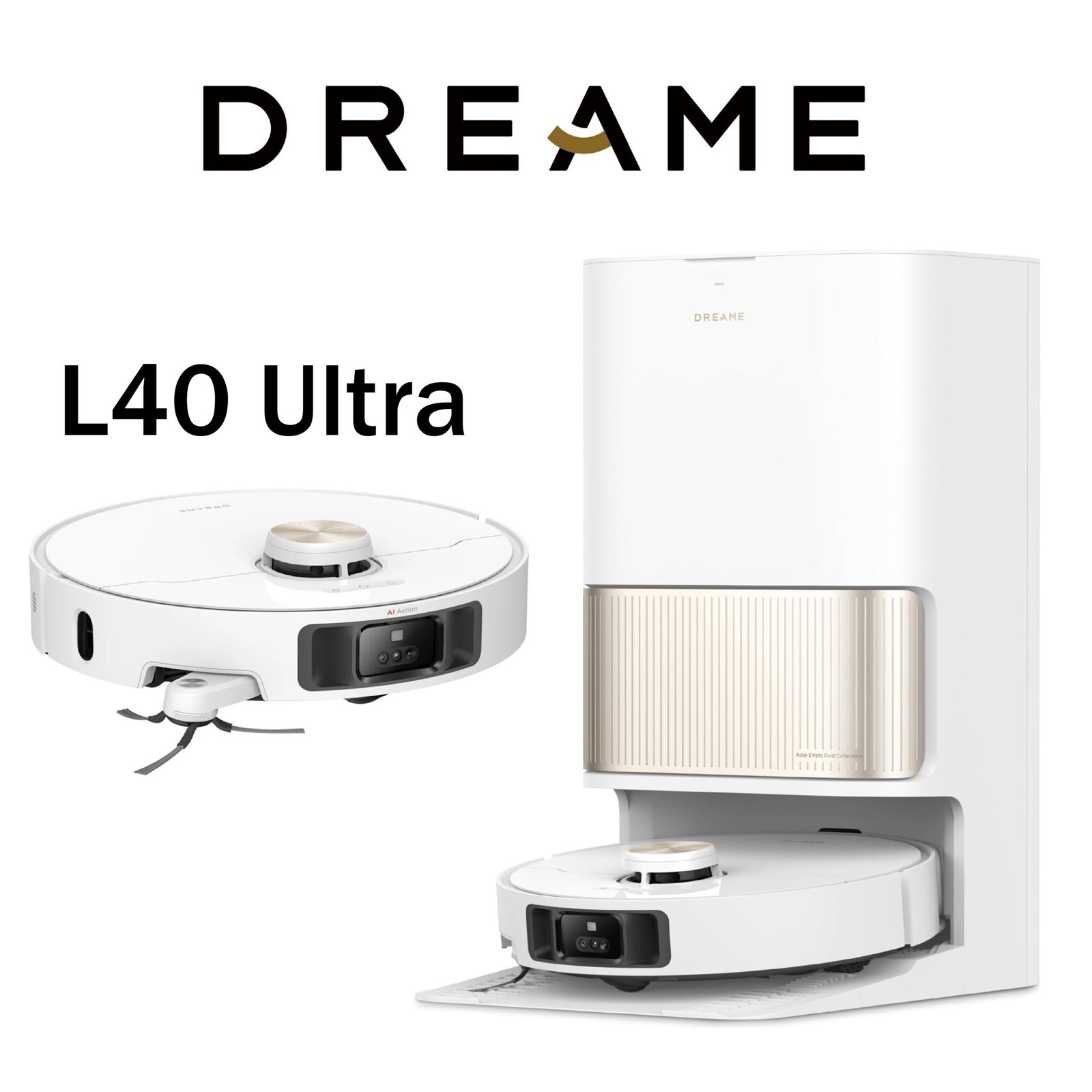 DREAME L40 Ultra Robot Aspirateur Laveur avec Serpillière Amovible et relevable, Brosse latérale Extensible et relevable