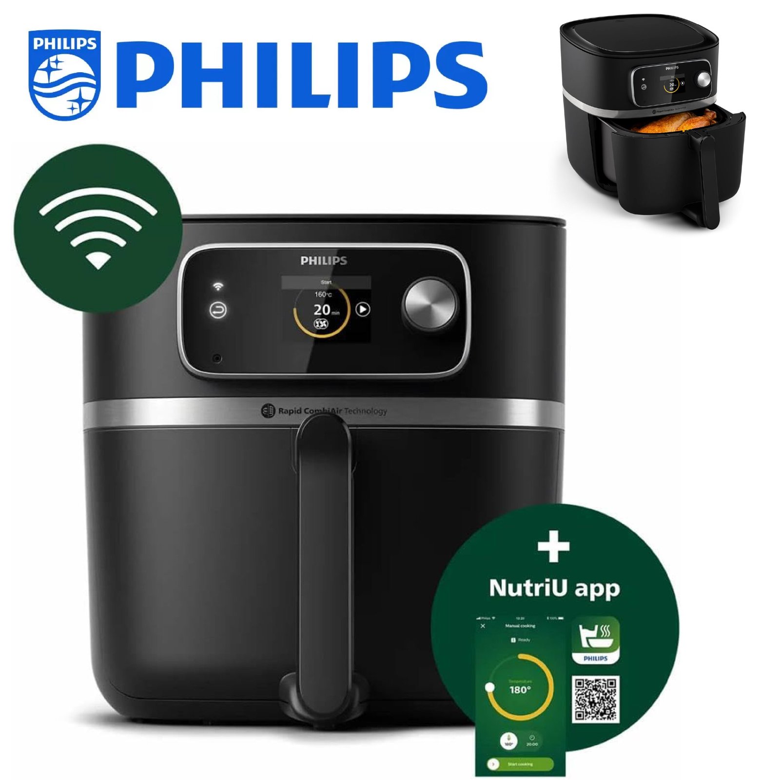 Philips Airfryer Connecté XXL Combi Série 7000 - 8.3L, 22-en-1 HD9880/90