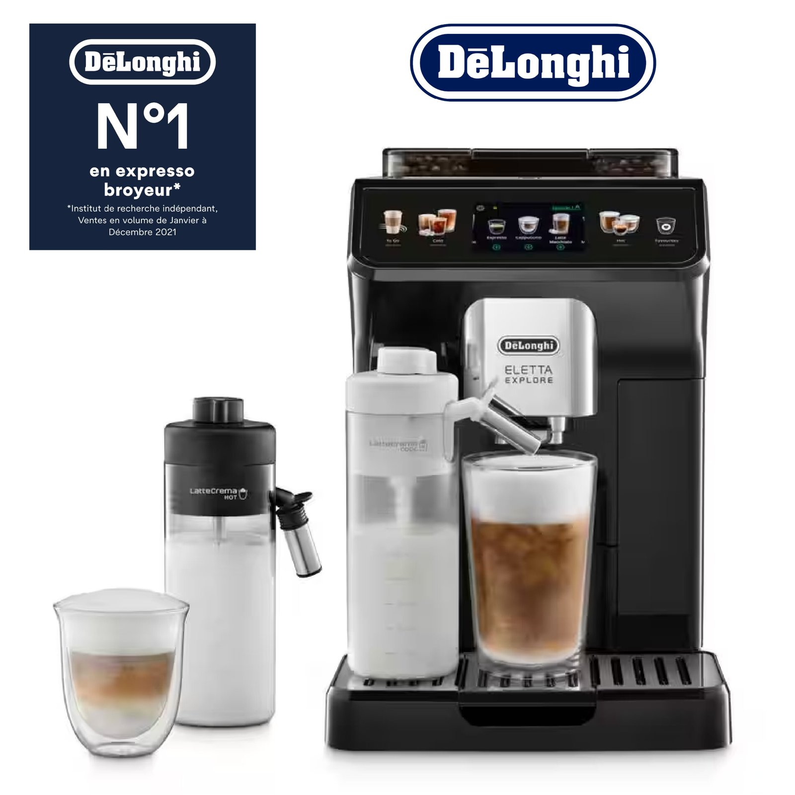 DeLonghi Eletta Explore Cold Brew Ecam 450.55.G, Machine à Café Barista avec LatteCrema Hot and Cool, Machine à Espresso, Machine à Café Automatique, Extraction Froide