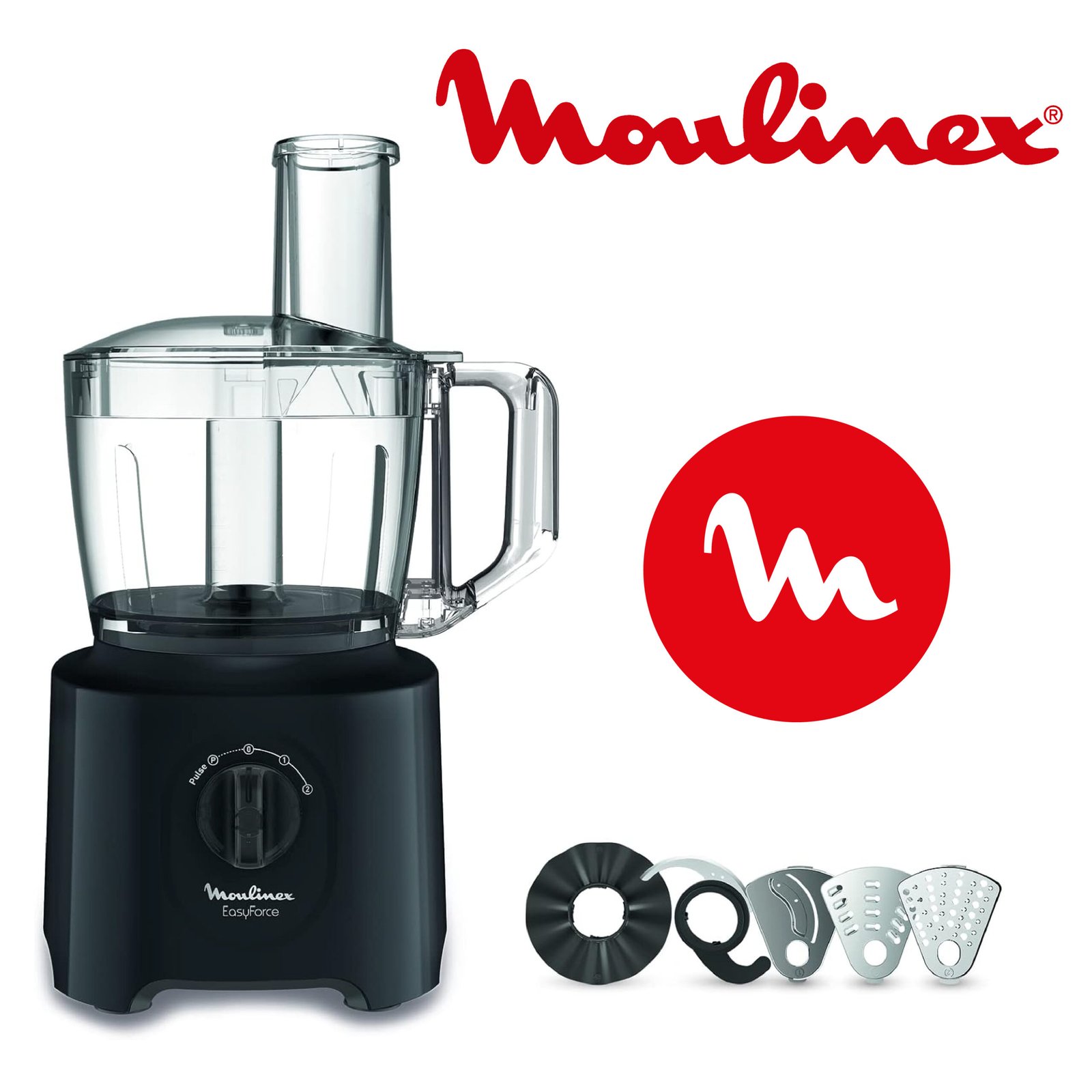 Moulinex Easy Force Robot multifonction, Puissance 800 W, Robot cuisine facile a utiliser, Plus de 20 fonctions, Mixer, pétrir, hacher, râper, émincer, Robot mixeur grande capacité FP245810