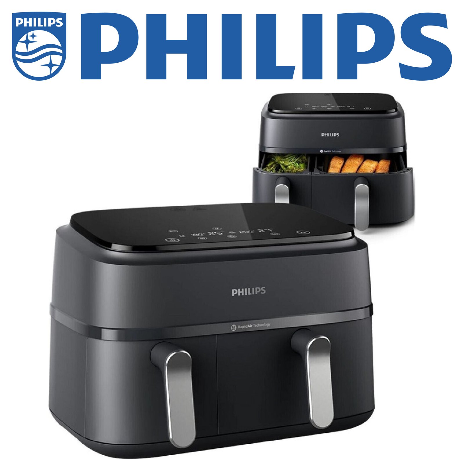 Philips Dual basket Airfryer - Cuisson saine, rapide et polyvalente, capacité de 9.7 litres