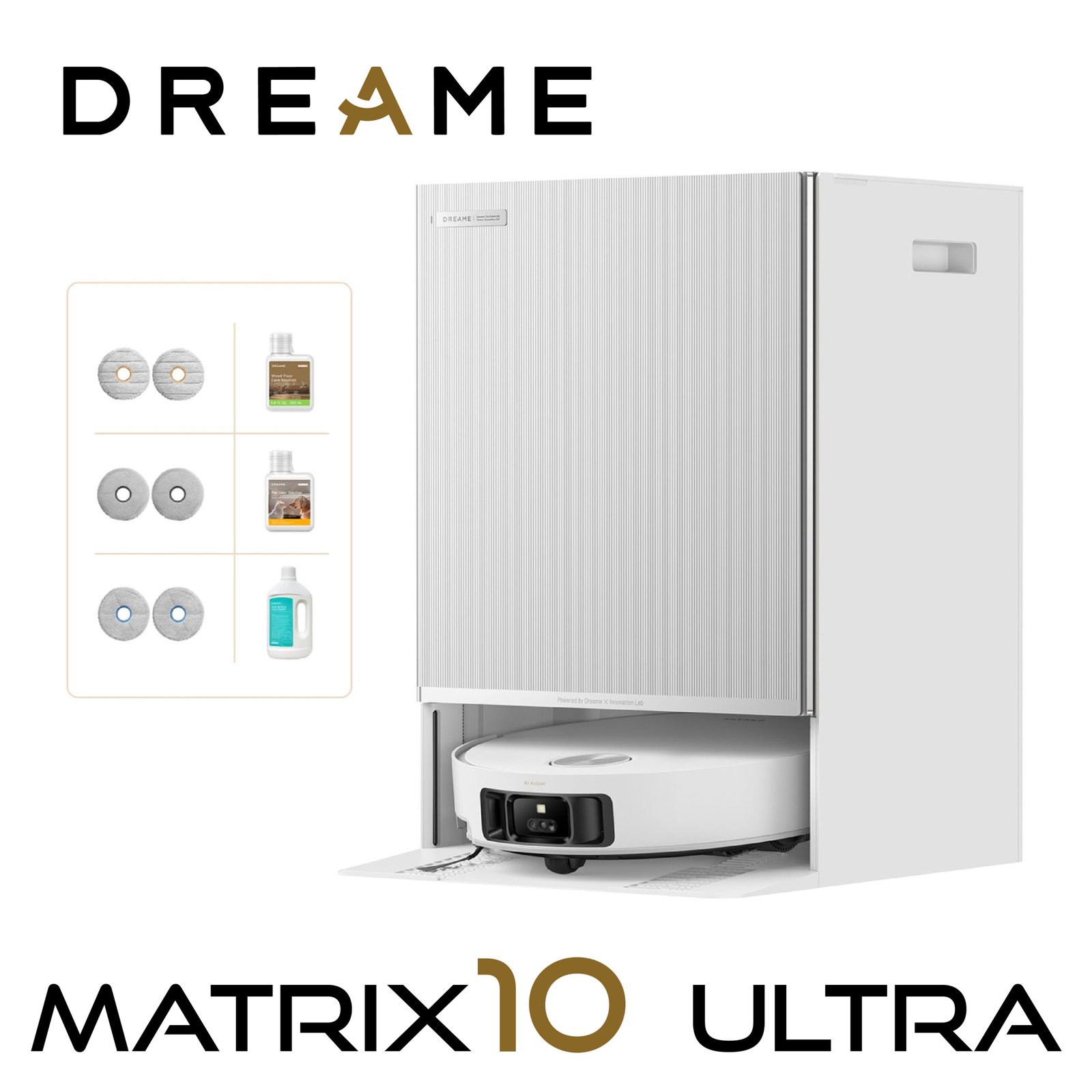 Dreame Matrix10 Ultra Robot Vacuum Cleaner, Multi-Mop, 8 cm Franchis, 30 kPa, Self-Cleaning, 100% Detangling, 240+ Obstacles, Voice Control