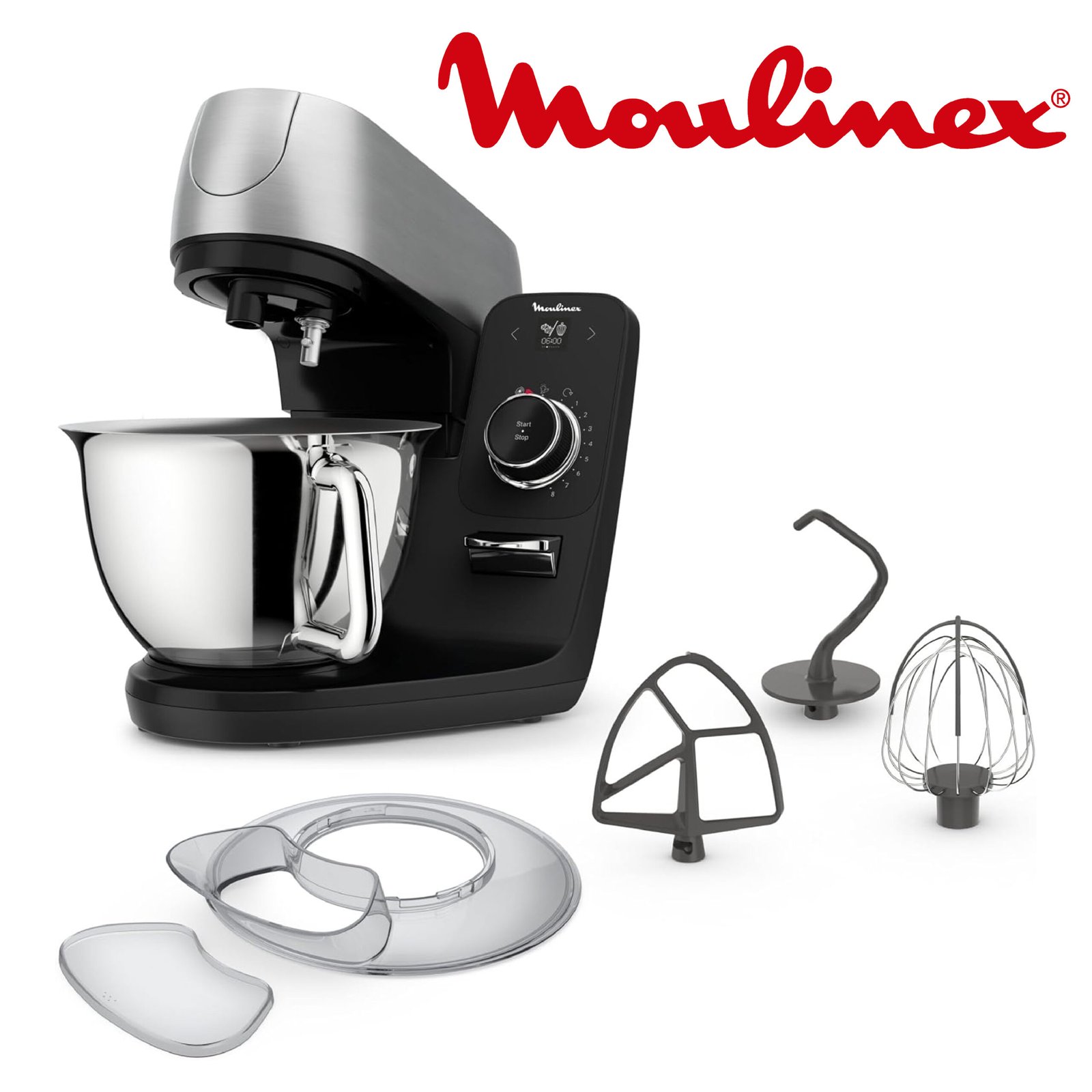 Moulinex Robot pâtissier, Bol inox 5.5 L, 8 programmes recettes fondamentales, Technologie brevetée