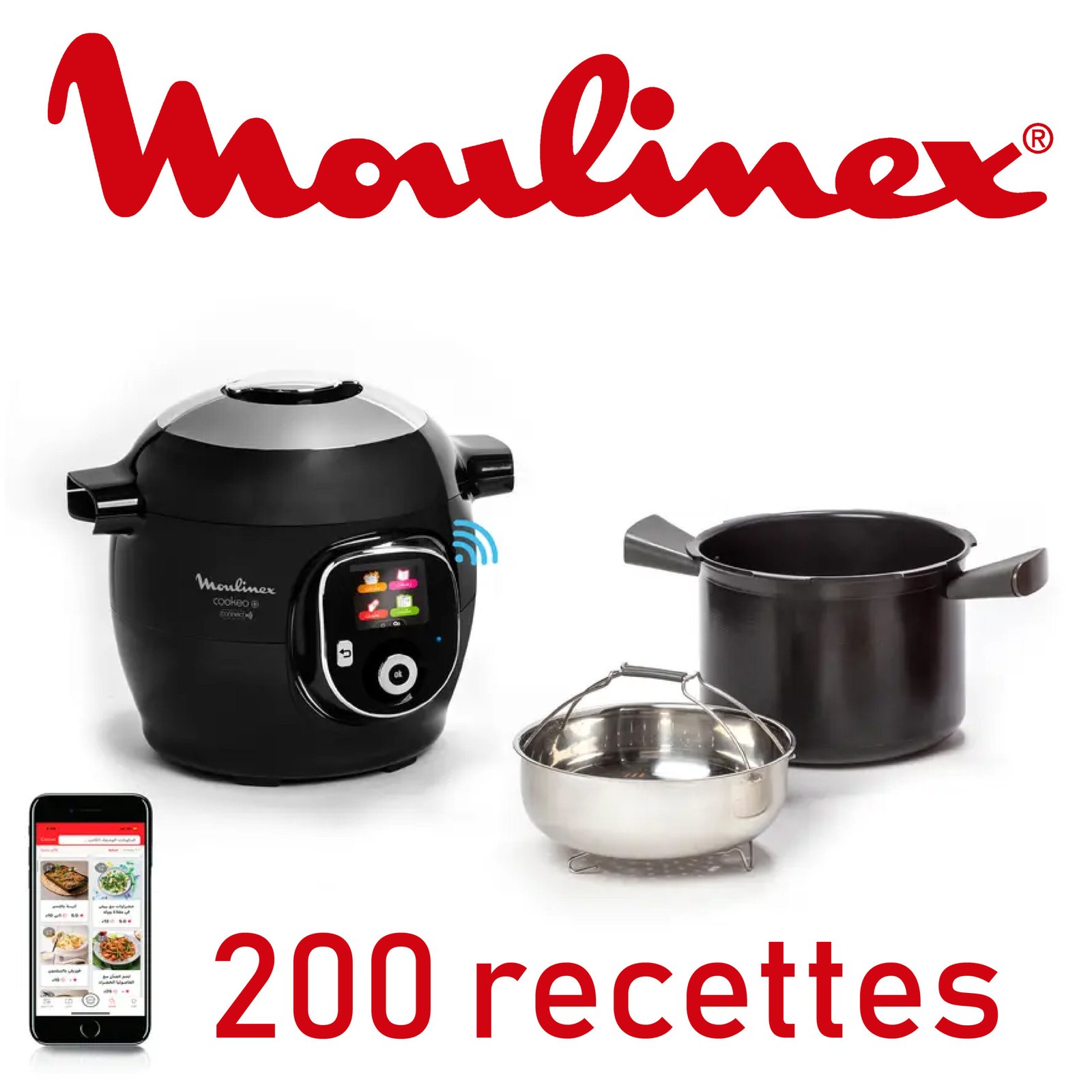 Cookeo+ Connect 200 recettes Multicuiseur intelligent haute pression - 6 programmes - Recettes illimitées - Connecté CE867810