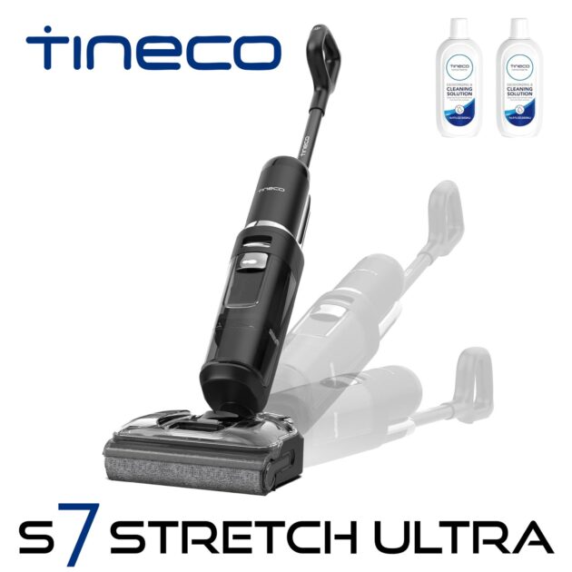 Tineco One S7 Stretch Ultra Aspirateur Laveur, Plat à 180°, Autonomie de 50 Minutes, Auto-Nettoyage Flashdry à 85°C