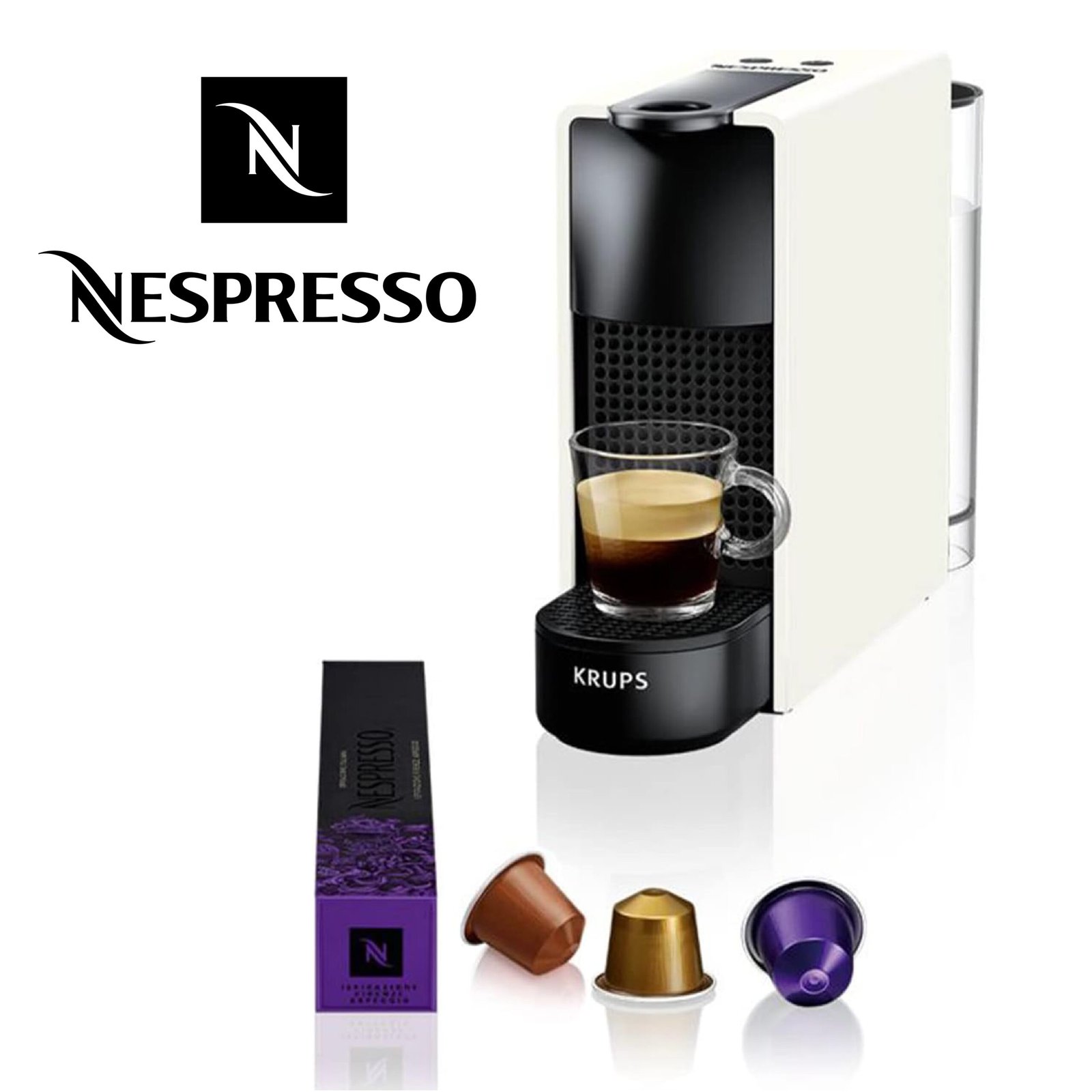 Nespresso Krups Machine à Café Essenza Mini Blanche Cafetière Capsule de Café YY2912FD