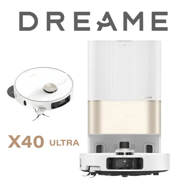 DREAME X40 Ultra Complete Robot Aspirateur avec Serpillière amovible et relevable, Brosse latérale surélevée