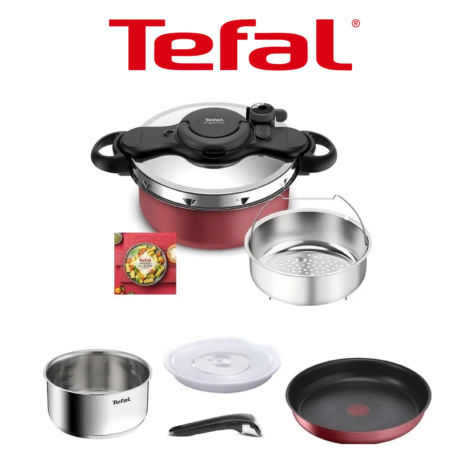 Tefal Ingenio All-In-One Batterie de cuisine 8 p, Faitout, Poêle antiadhésive