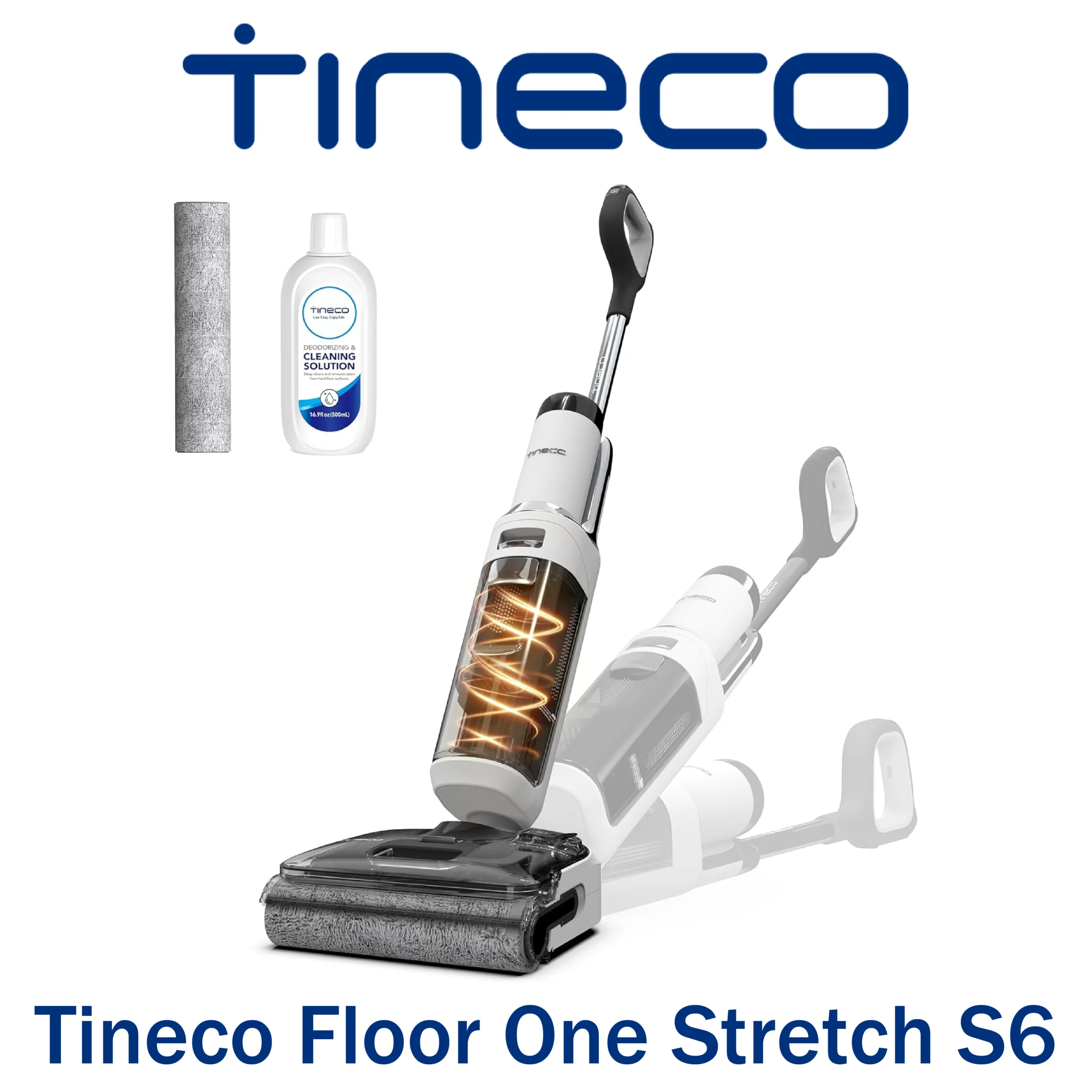Tineco Floor One Stretch S6 Aspirateur Laveur de Sols Eau et Poussière, Conception Plate à 180°, Hauteur compacte de 13 cm, Auto-Nettoyage Flashdry à 70℃ en 5 Min, Nettoyage des Bords sur Deux Faces