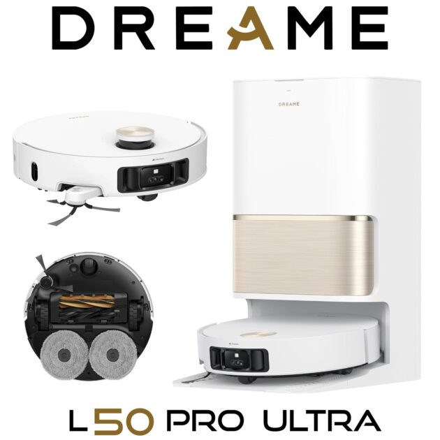Dreame L50 Pro Ultra Robot Aspirateur Laveur avec vidage Automatique et Nettoyage Automatique des serpillières, évitement d'obstacles Intelligent et Navigation à 360°, Aspiration 19 500 Pa