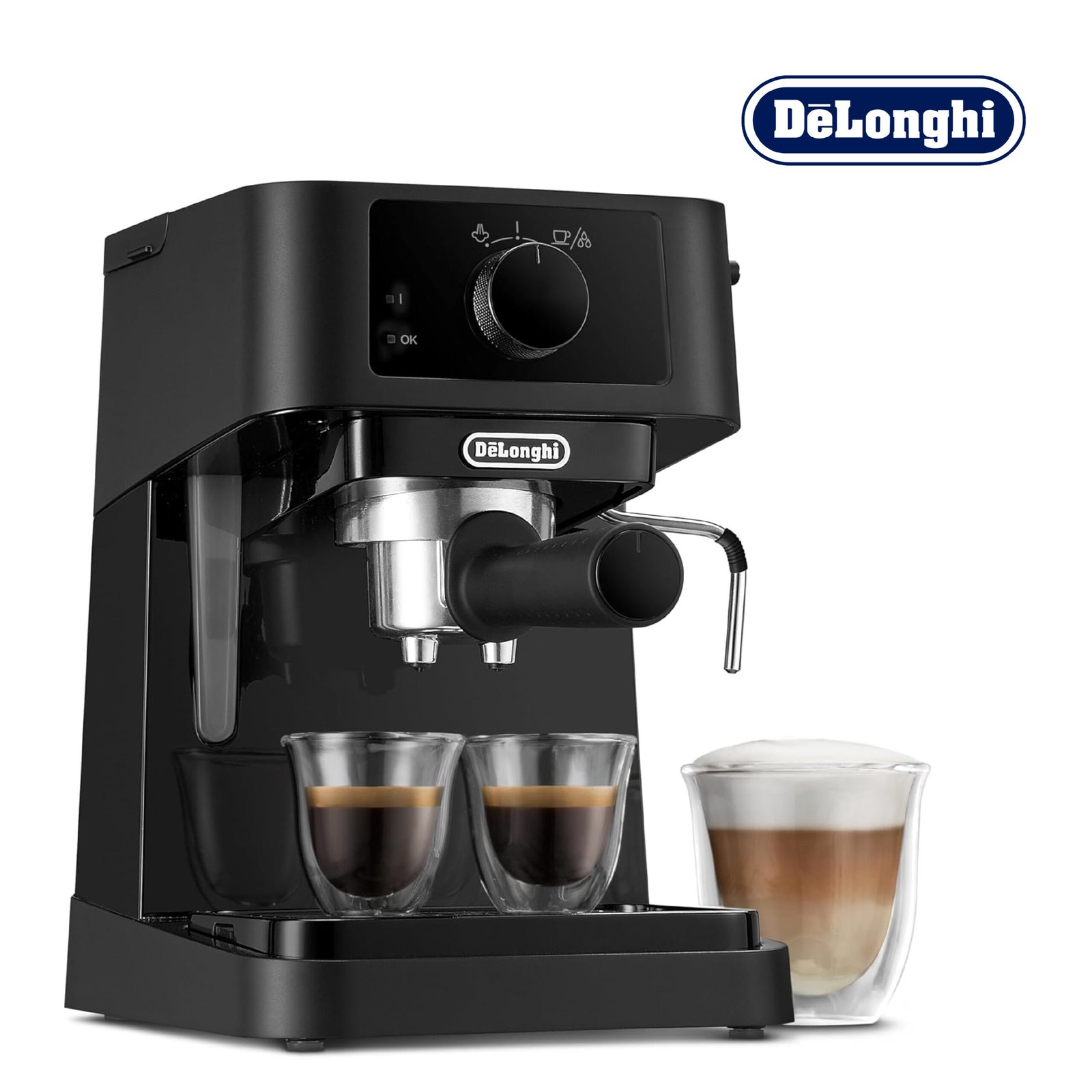De'Longhi Stilosa Machine à Expresso avec Bar Barista, Cafetière et Machine à Cappuccino, Noir, 1100 W [Classe énergétique A+] EC230.BK