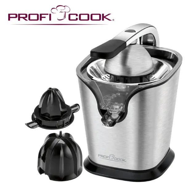 Profi Cook PC-ZP 1154 - Presse agrumes - Poignées anti touch - 2 cones de jus - Fonction anti goutte - 160 Watts - Couleur Argent et Noir