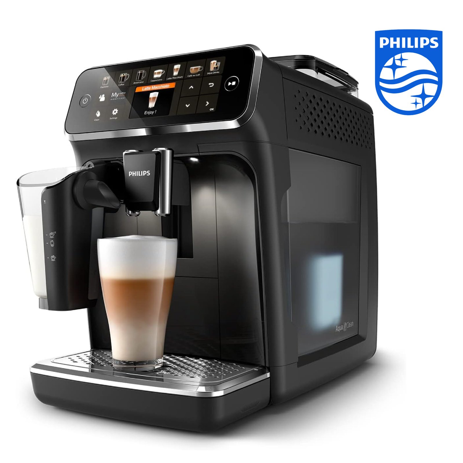 Philips Série 5400 Machine Expresso - Café à Grain - LatteGo Mousseur à Lait, 12 Spécialités de Café, Affichage Intuitif, 4 Profils Utilisateur