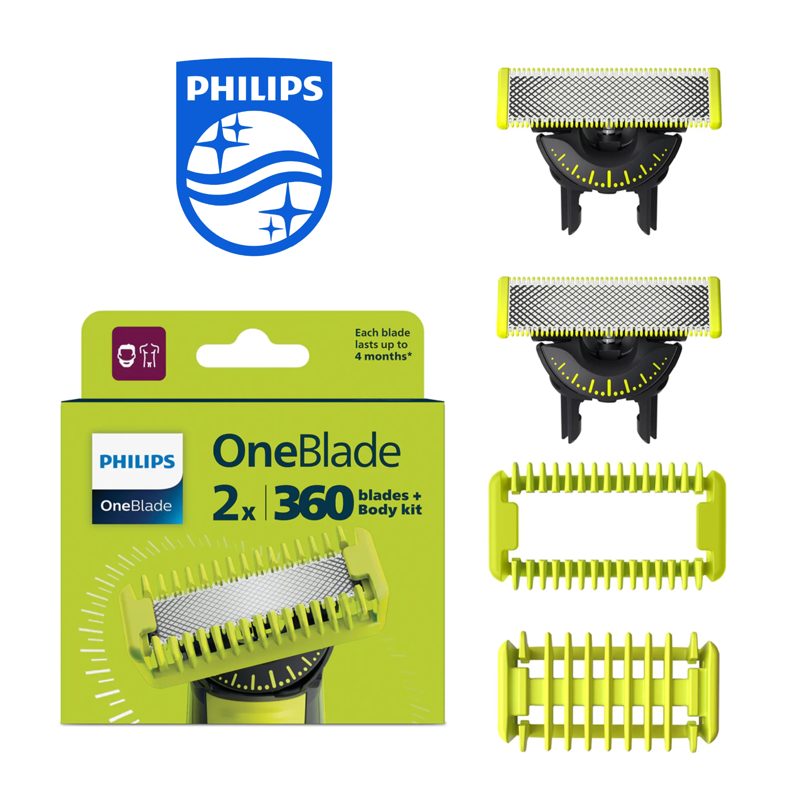 PHILIPS Lames One blade 360° QP420/50 Pack de 2