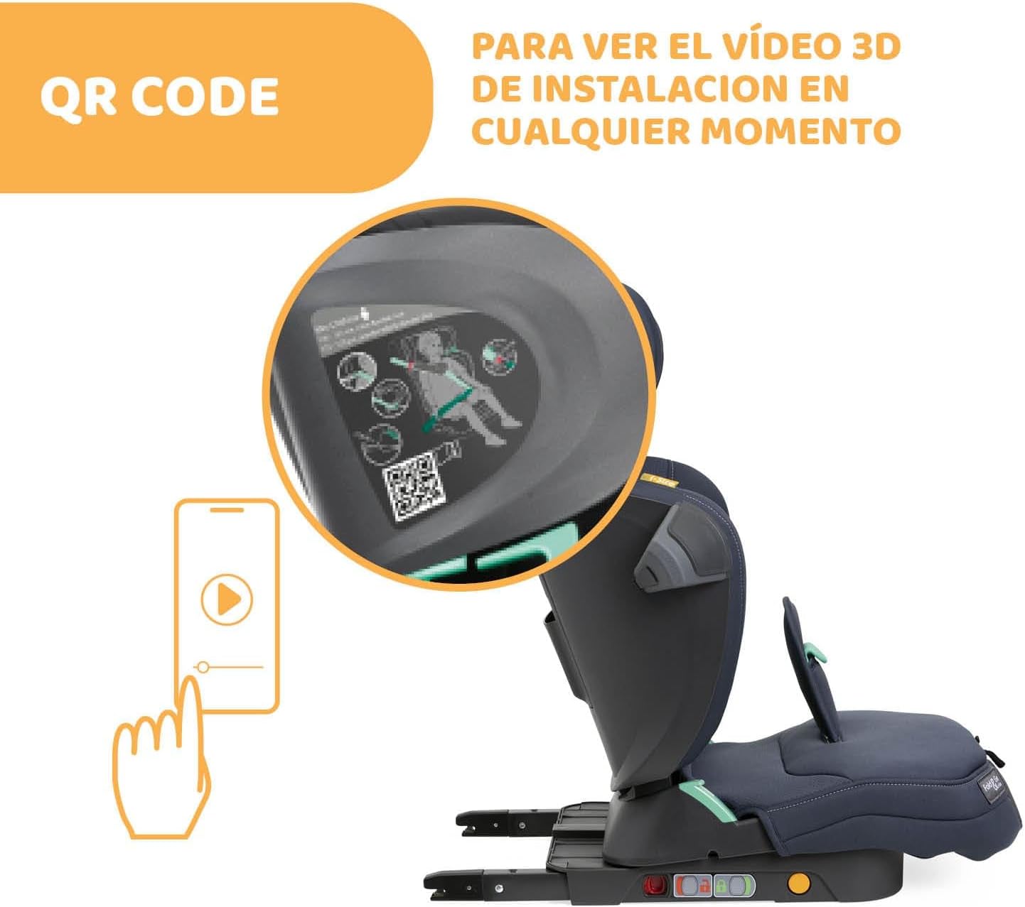 Chicco Siège auto Fold&Go I-Size 15-36 kg avec connecteurs rigides ISOFIX, groupe 2/3 pour enfants 3-12 ans - Image 10
