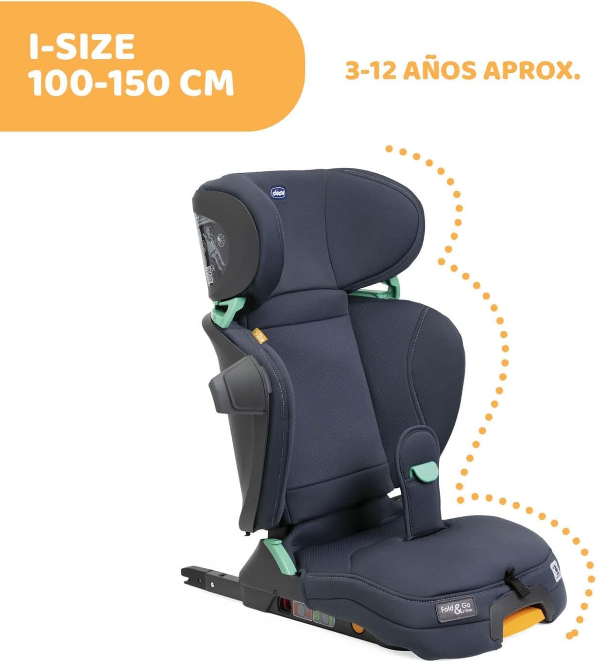 Chicco Siège auto Fold&Go I-Size 15-36 kg avec connecteurs rigides ISOFIX, groupe 2/3 pour enfants 3-12 ans - Image 9