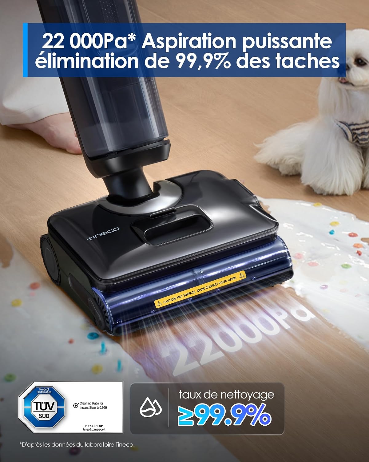 Tineco S7 Stretch Steam Nettoyeur Vapeur, Aspirateur Balai Vapeur sans Fil 2 en 1, 160℃ HyperSteam, 180° Pose à Plat - Image 4