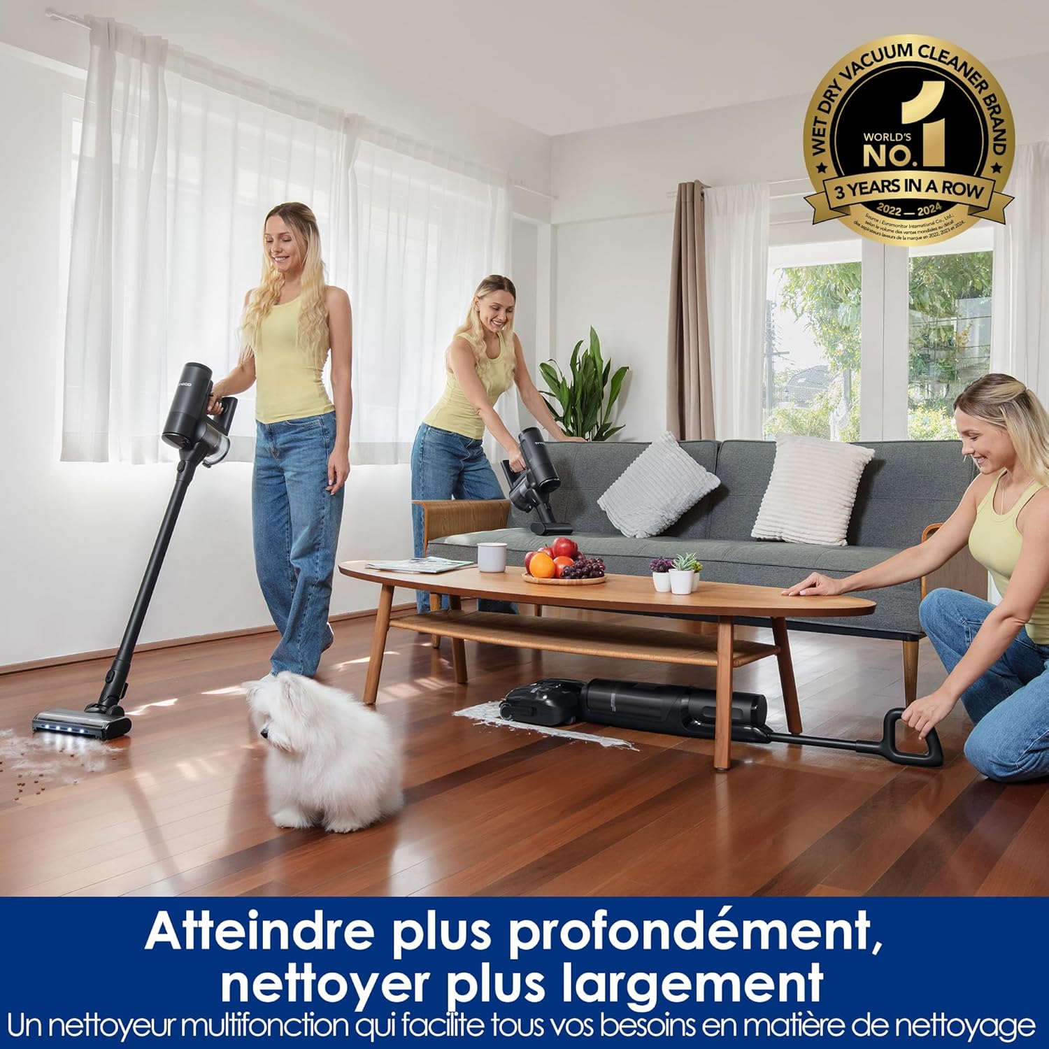 Tineco Floor One Switch S7 Stretch Aspirateur Laveur, Aspirateur Balai sans Fil 5 en 1, portée à Plat 180°, Nettoyage Deux Bords, - Image 3