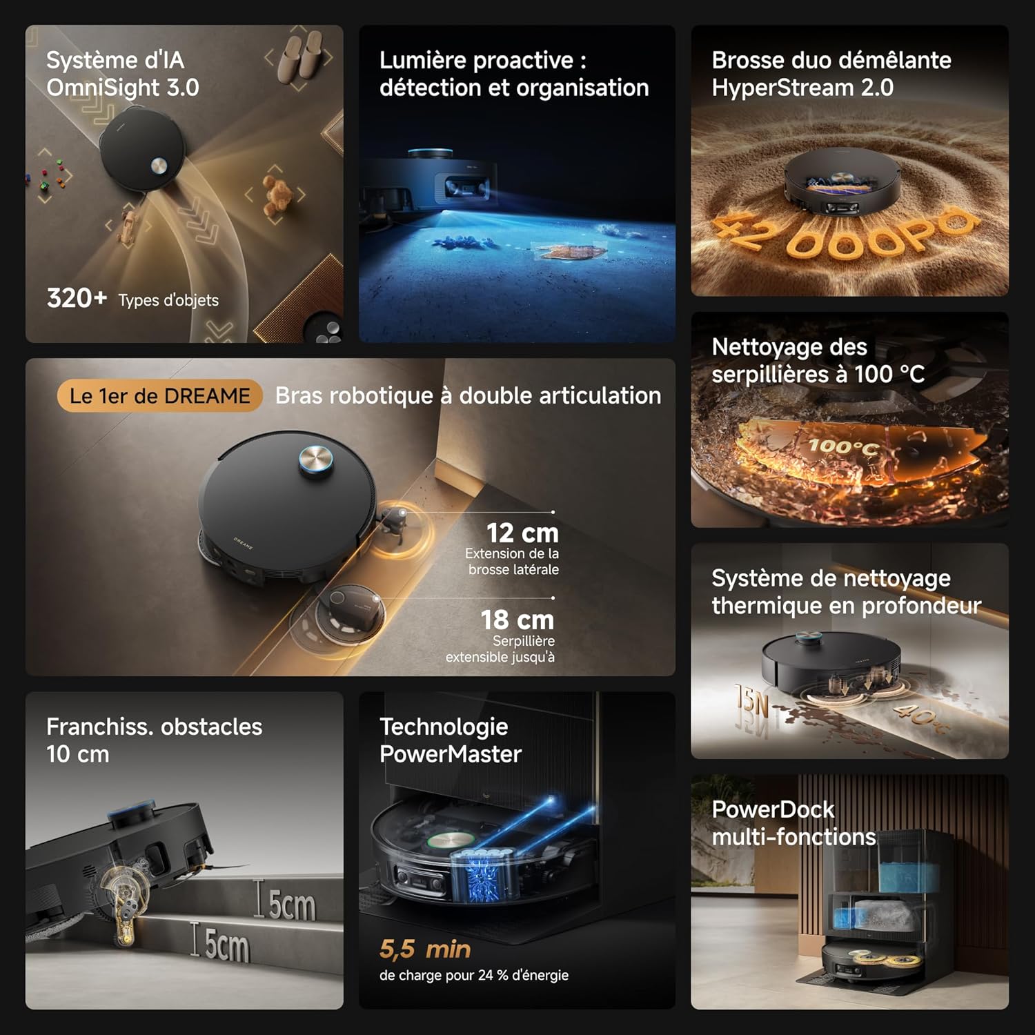 Dreame X60 Pro Ultra Complete, Robot Aspirateur et Laveur, 42 000 Pa, UltraExtend à 2 Bras - Image 5