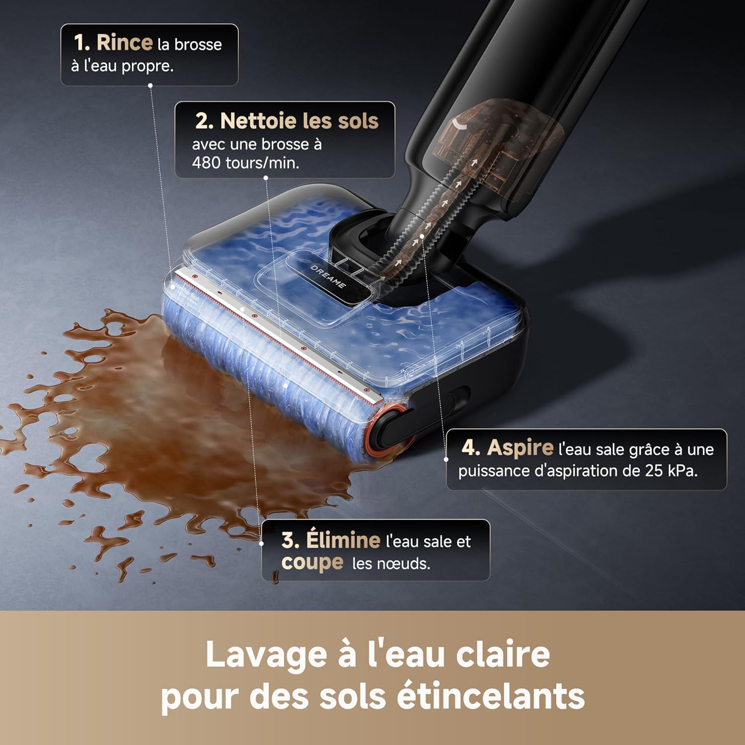 DREAME T12 Pro Aspirateur laveur, Ultra-Fin, 25 000Pa, 60Min - Image 6