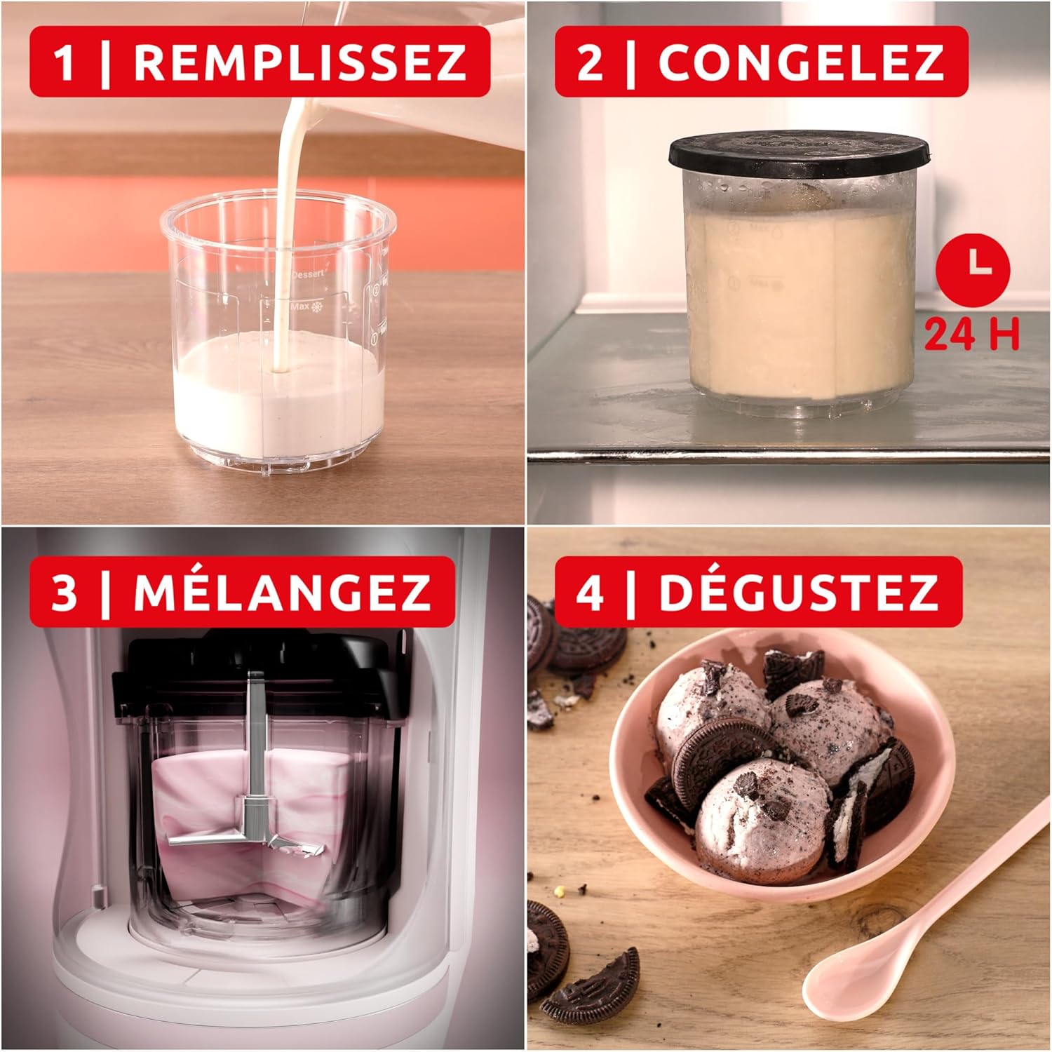 Moulinex Dolci, Machine à glaces, 10programmes, 3 bols, 1,4 L, MJ604AF0 ( 7 million 7000 DA ) - Image 3