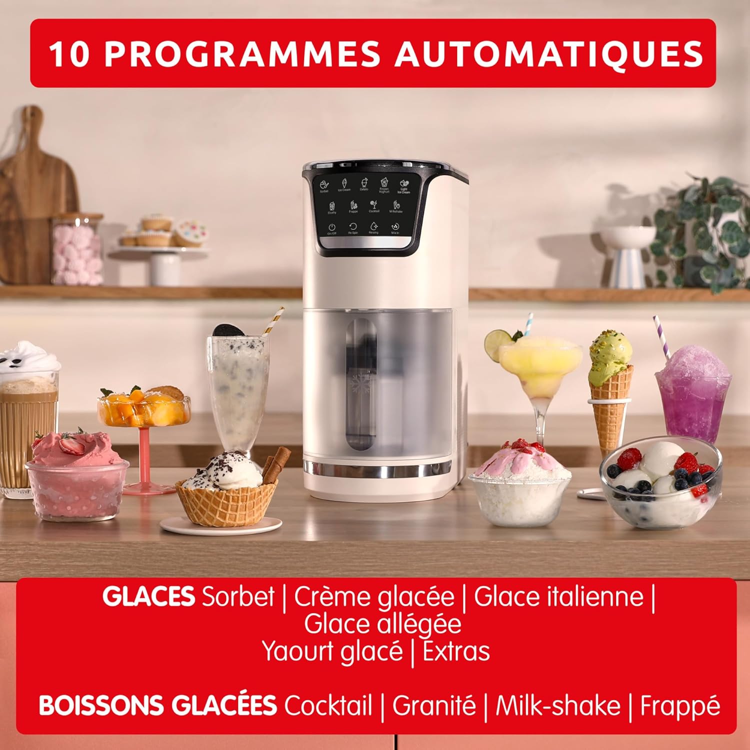 Moulinex Dolci, Machine à glaces, 10programmes, 3 bols, 1,4 L, MJ604AF0 ( 7 million 7000 DA ) - Image 2