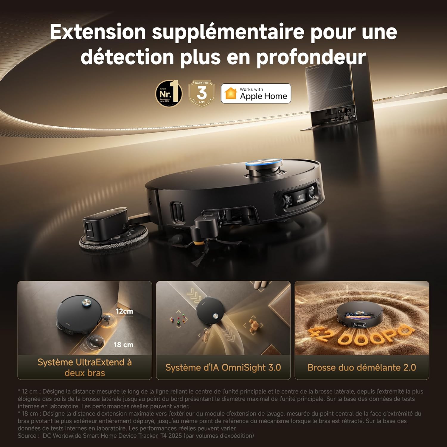 Dreame X60 Pro Ultra Complete, Robot Aspirateur et Laveur, 42 000 Pa, UltraExtend à 2 Bras - Image 11