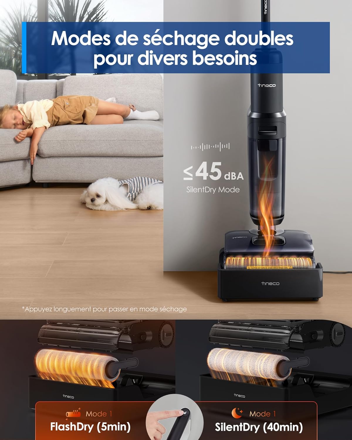 Tineco S7 Stretch Steam Nettoyeur Vapeur, Aspirateur Balai Vapeur sans Fil 2 en 1, 160℃ HyperSteam, 180° Pose à Plat - Image 6