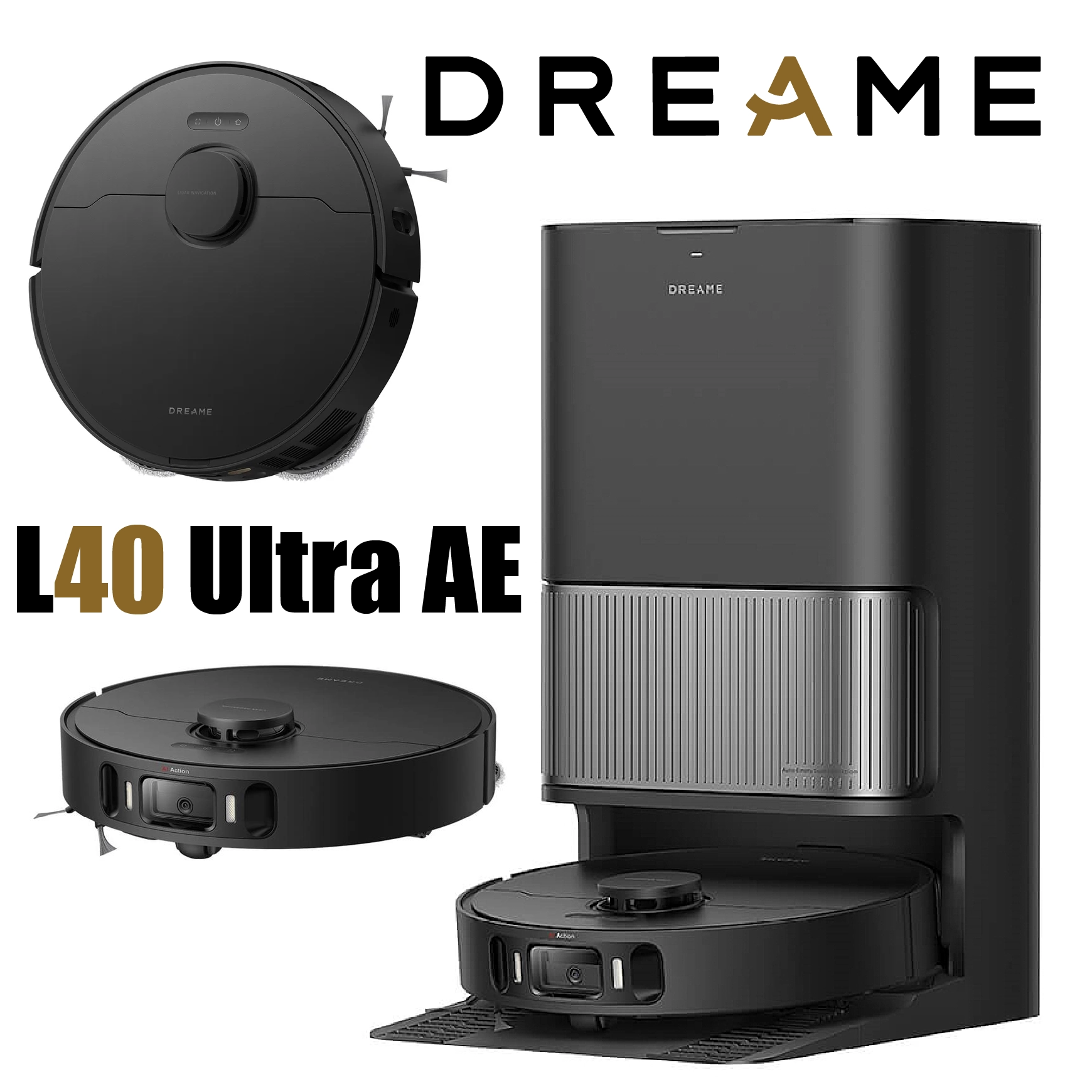 Dreame L40 Ultra AE Noir Robot Aspirateur Laveur