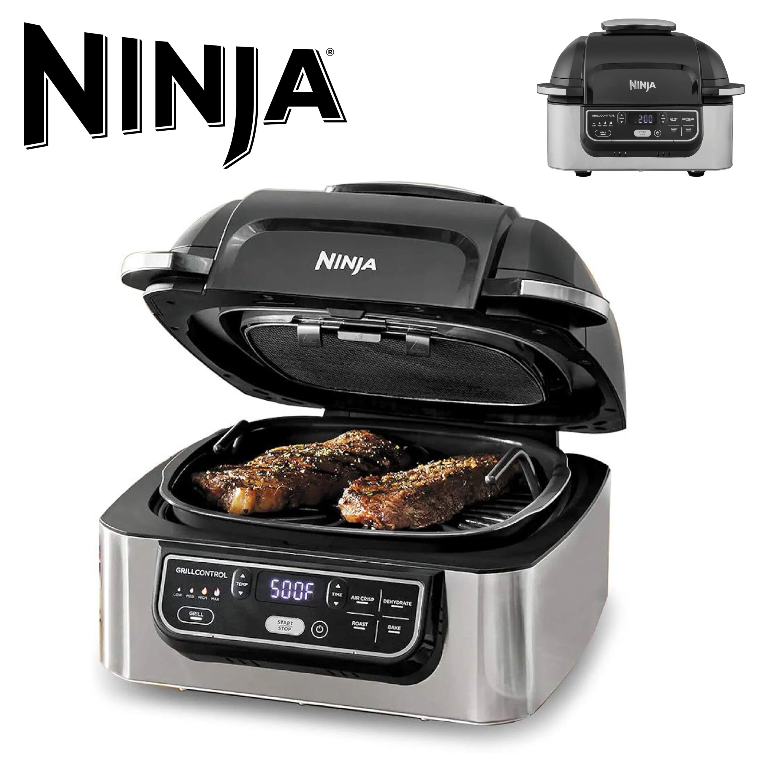 Ninja Foodi Grill & Air Fryer, 5,7L- 5 Fonctions de Cuisson Air Fry, Grille, Cuit, Rotis et bien plus AG301EU