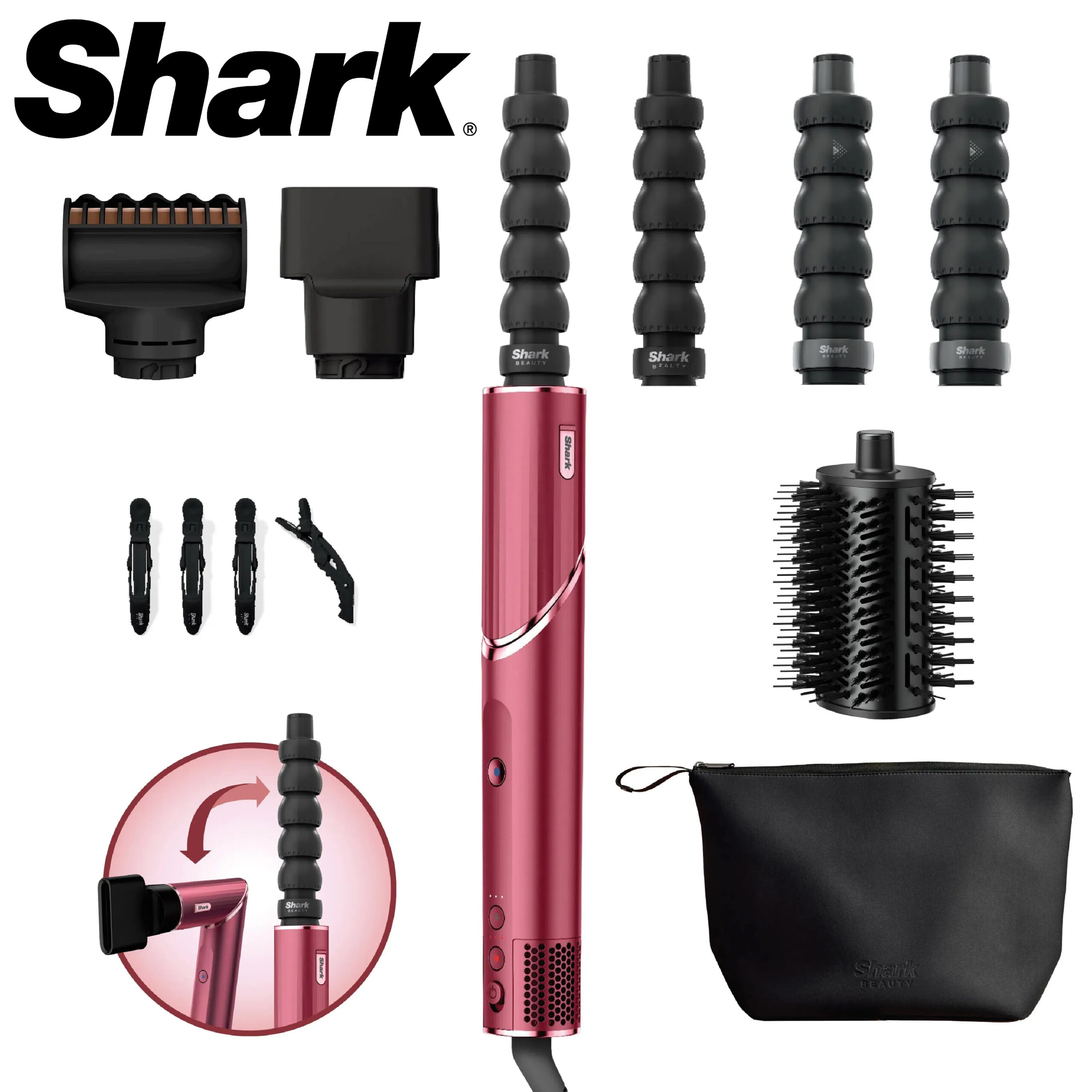 Shark FlexStyle Styler & Sèche-Cheveux 5-en-1- Cerise Noire HD456CREU