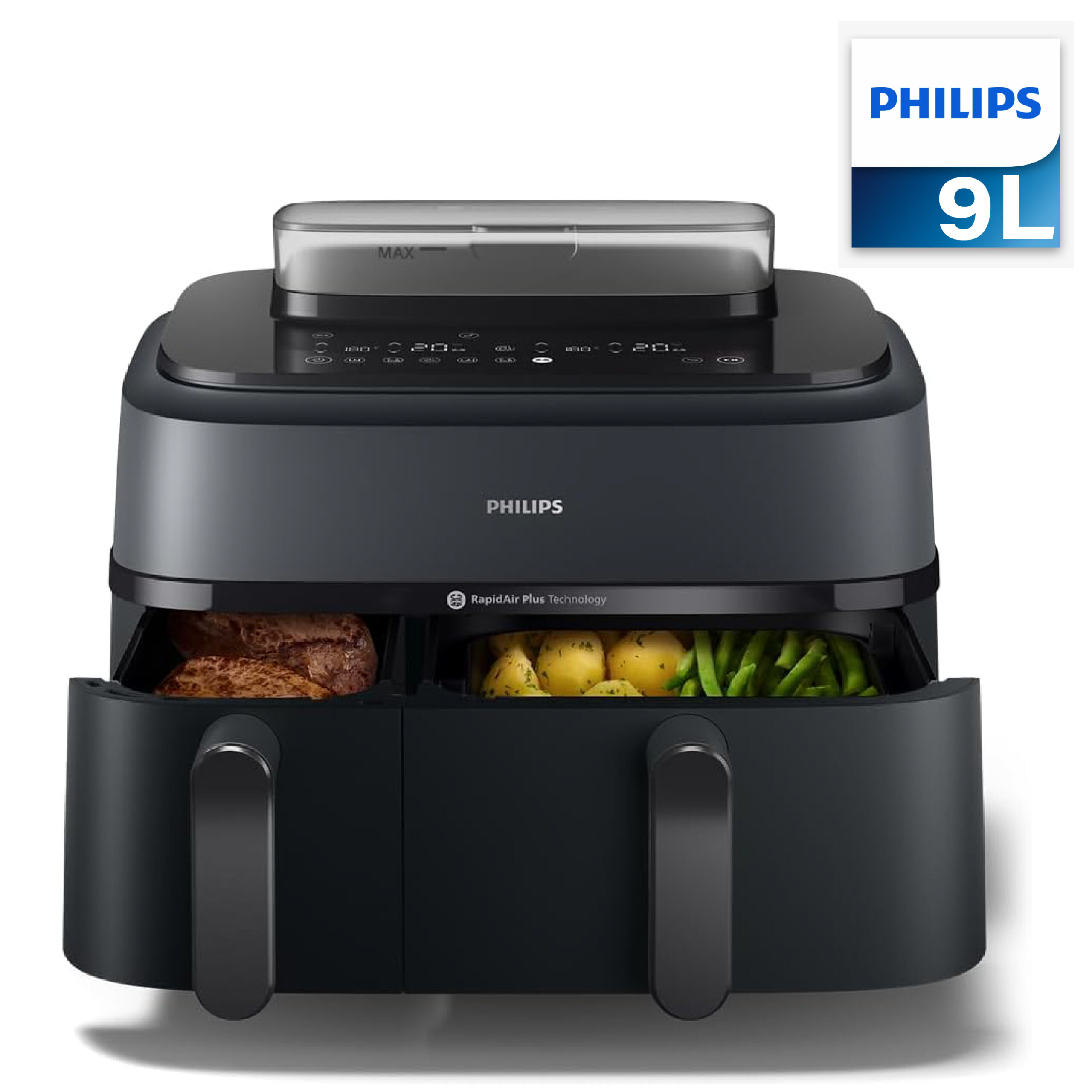 Philips Airfryer Série 5000 - Air Fryer double panier avec cuisson vapeur, 9L (NA550/00)