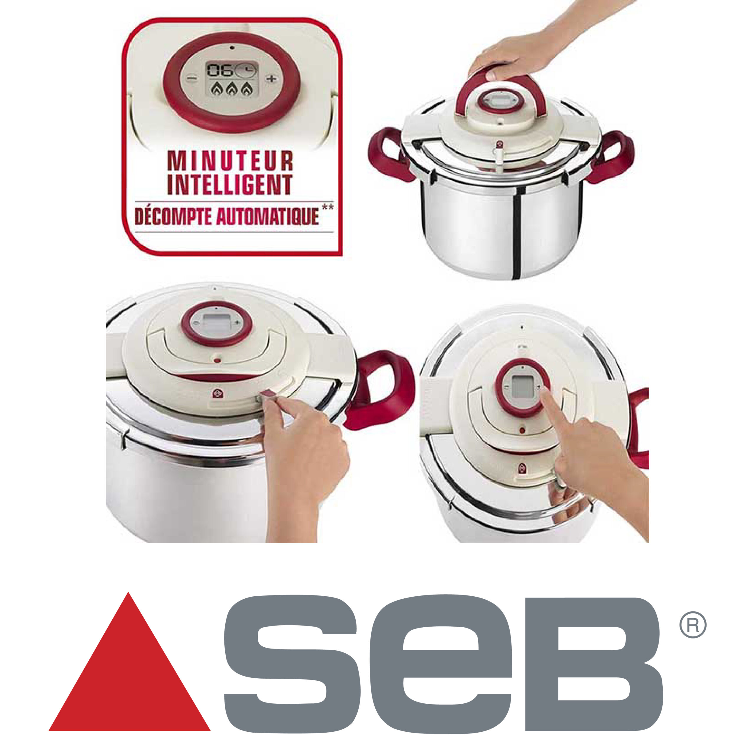 Poignée de Cuve Amovible Rouge pour Cocotte Clipso + Precision Inox Seb SS-981296 - Image 2