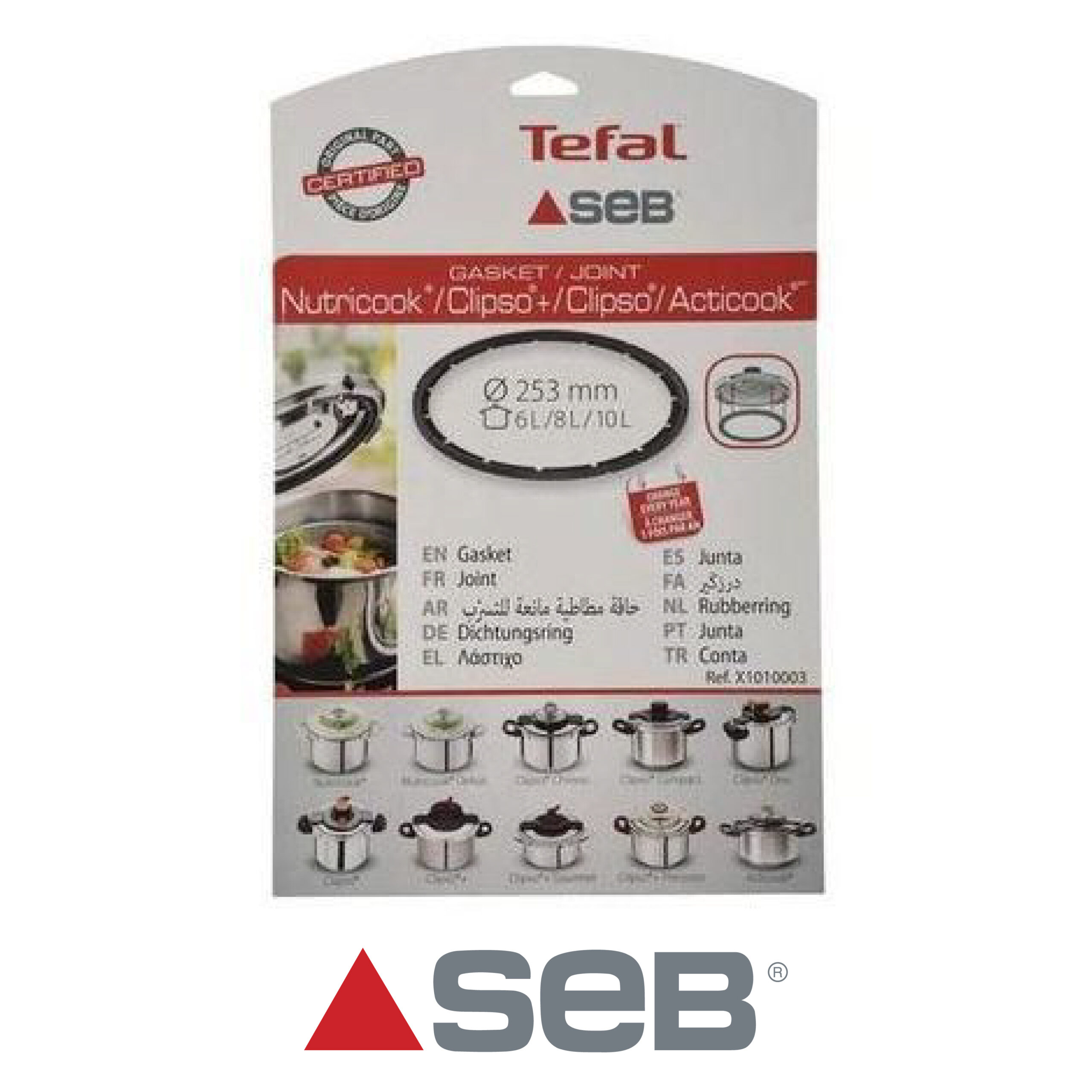 Seb Joint pour autocuiseur clipso 8/10L d.253mm x1010003
