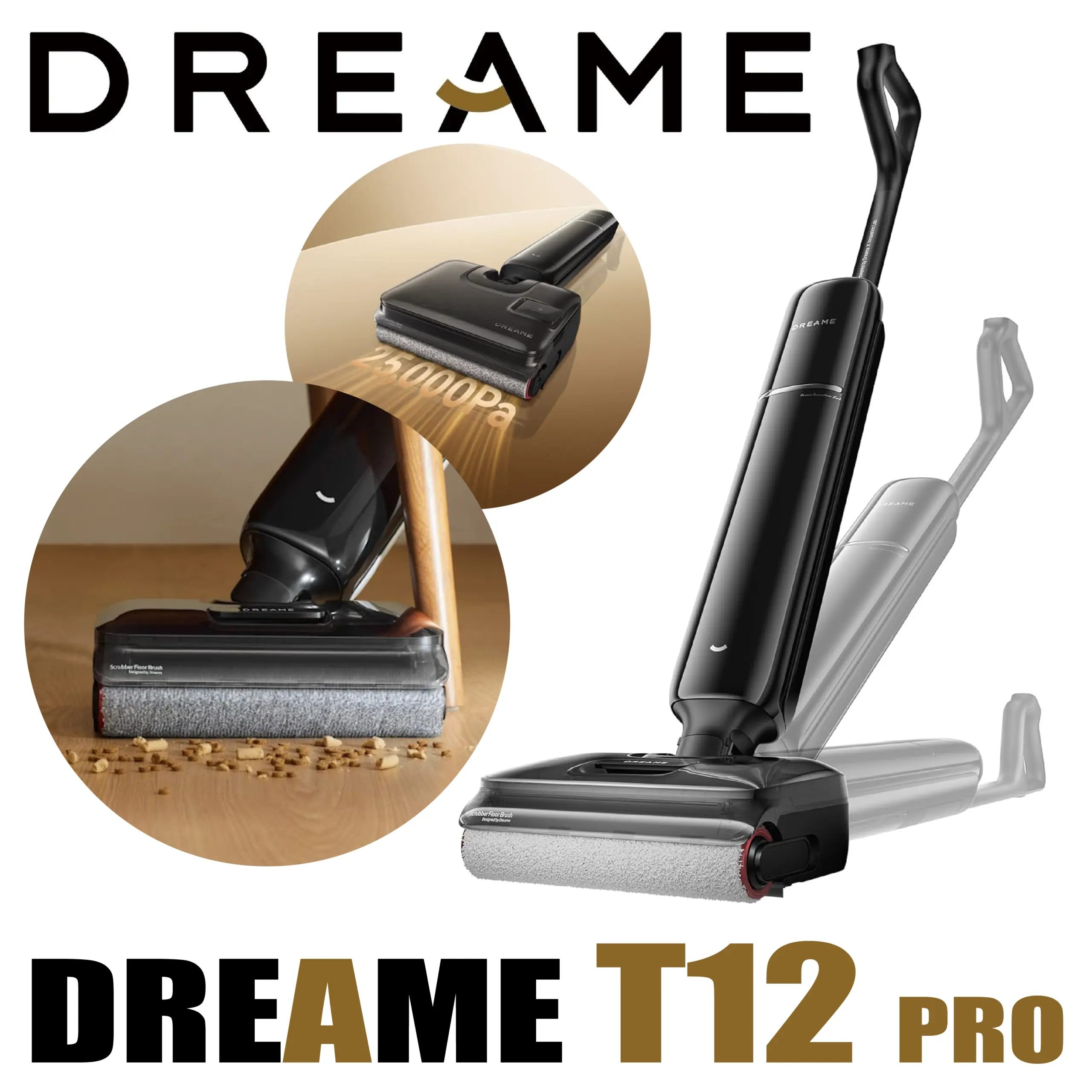 DREAME T12 Pro Aspirateur laveur, Ultra-Fin, 25 000Pa, 60Min