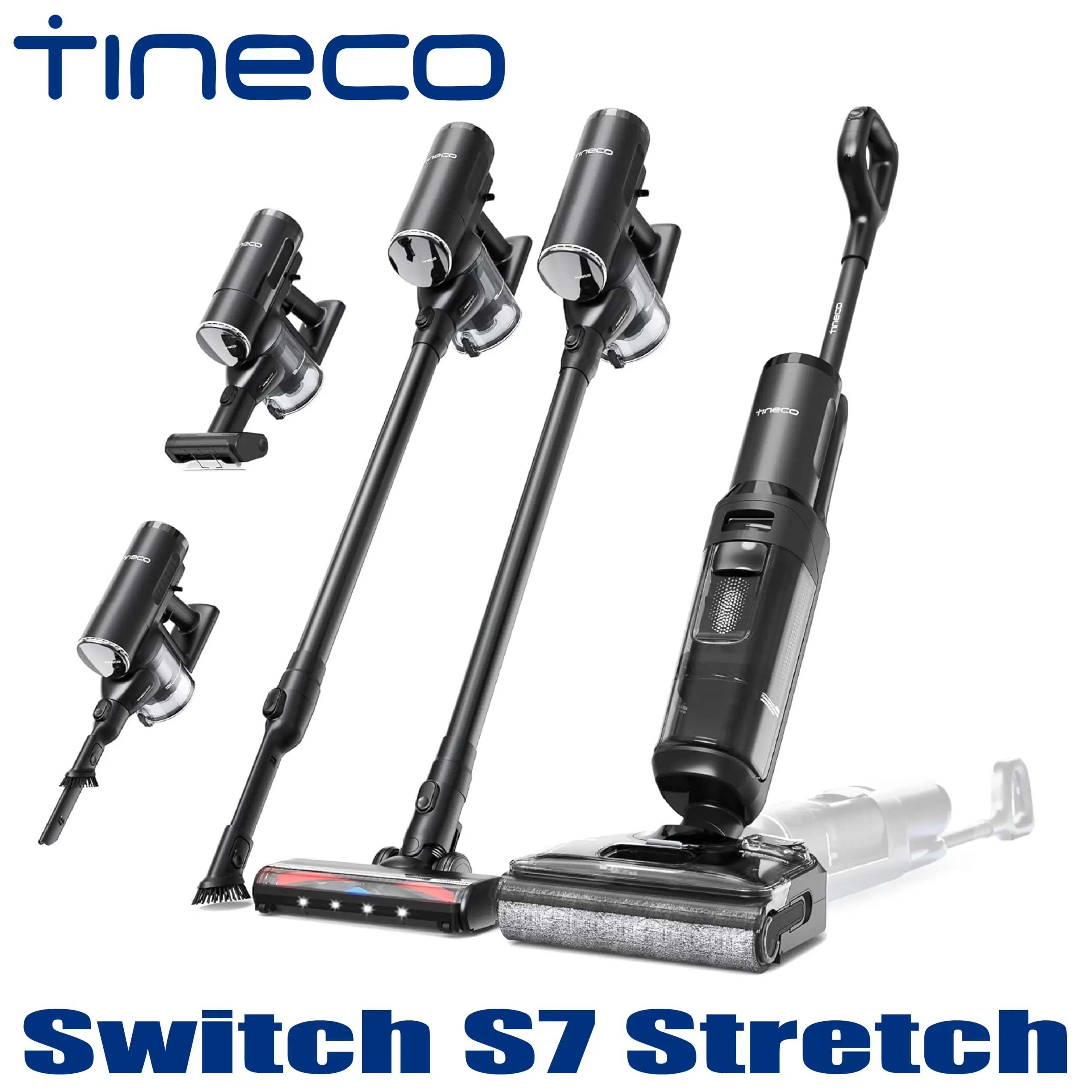Tineco Floor One Switch S7 Stretch Aspirateur Laveur, Aspirateur Balai sans Fil 5 en 1, portée à Plat 180°, Nettoyage Deux Bords,