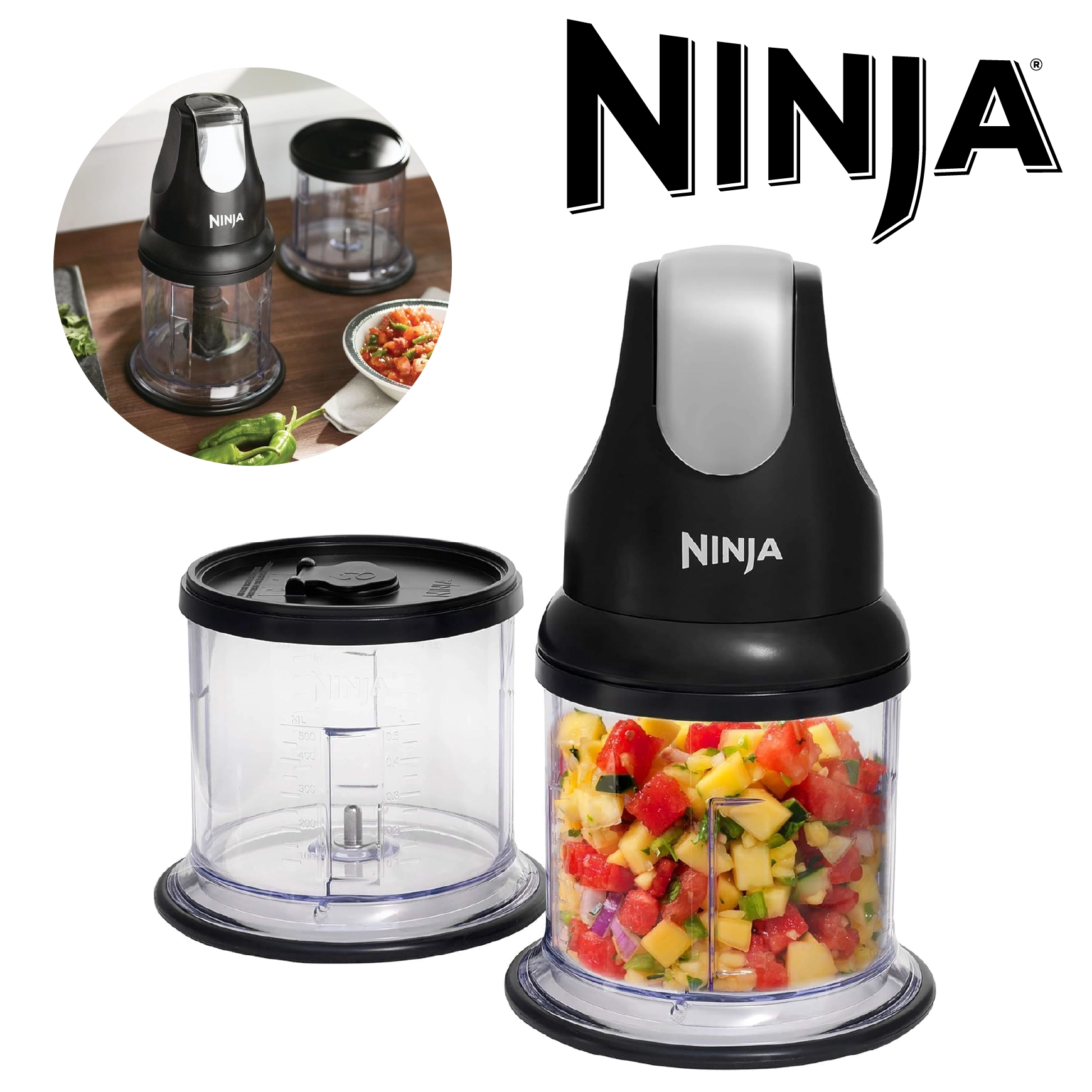 Ninja Express Chop Mini-hachoir électrique à herbes et légumes - NJ1002EUBK