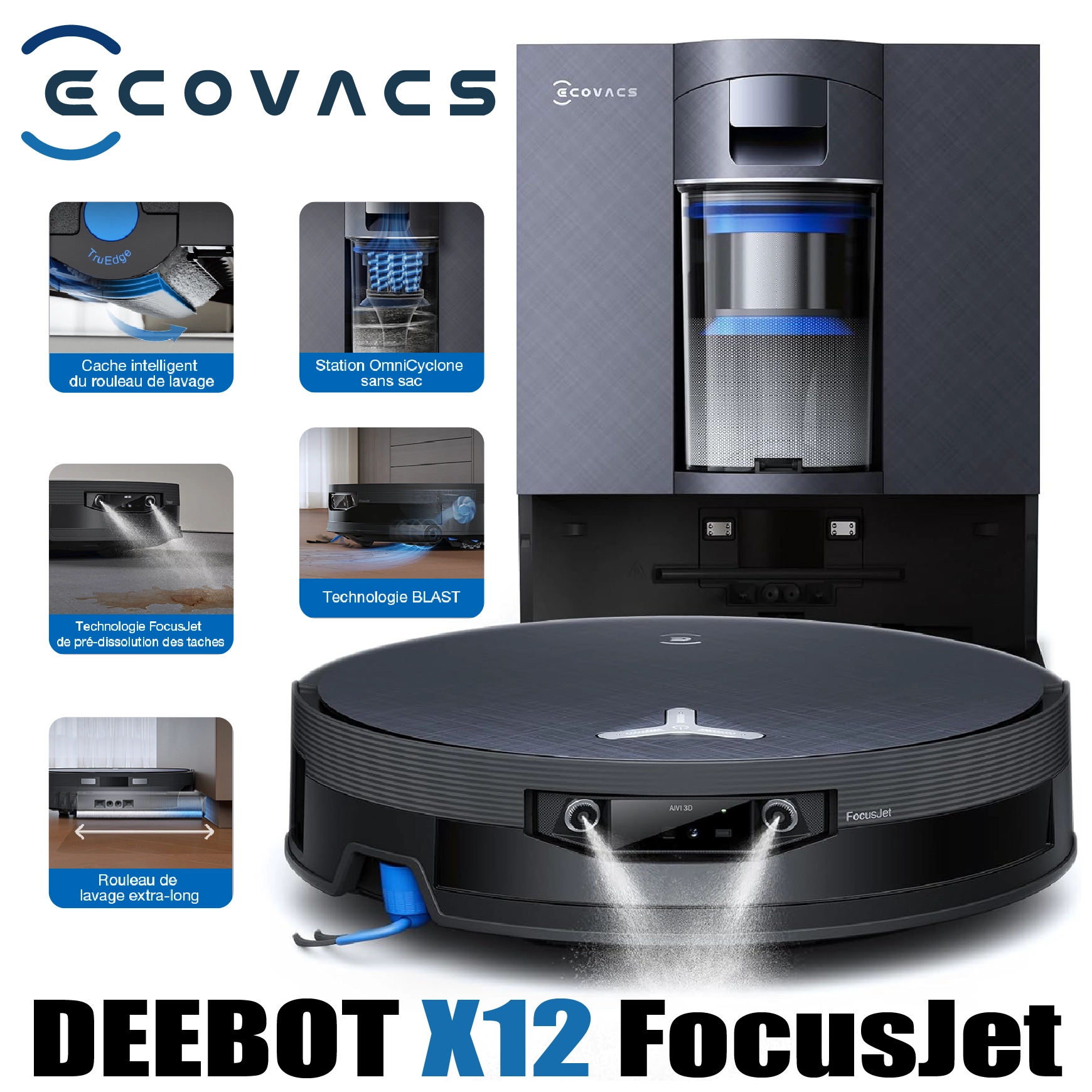 ECOVACS X12 OmniCyclone Aspirateur Robot