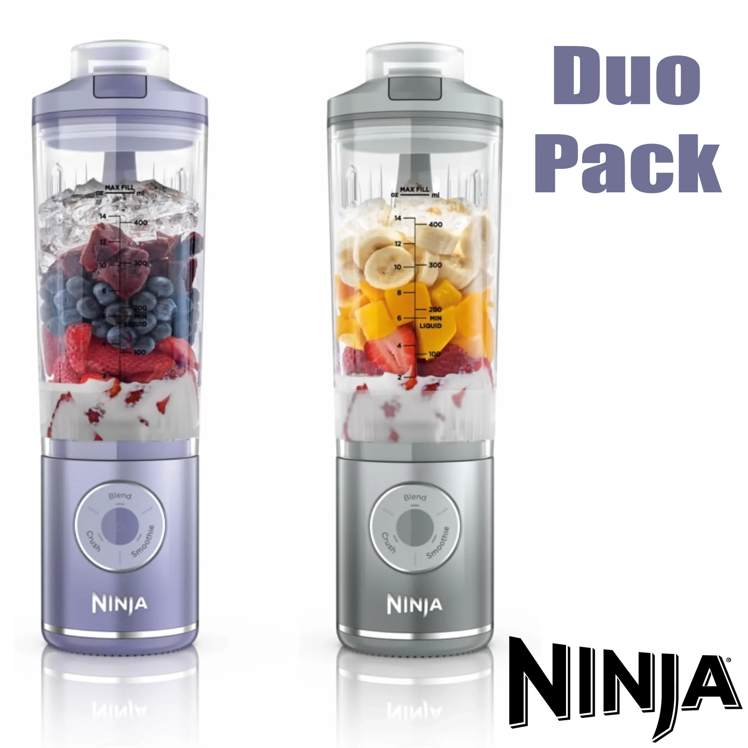 Ninja Blast Max, DUO PACK Blender portable, 2x Capacité de 570 ml, Rechargeable