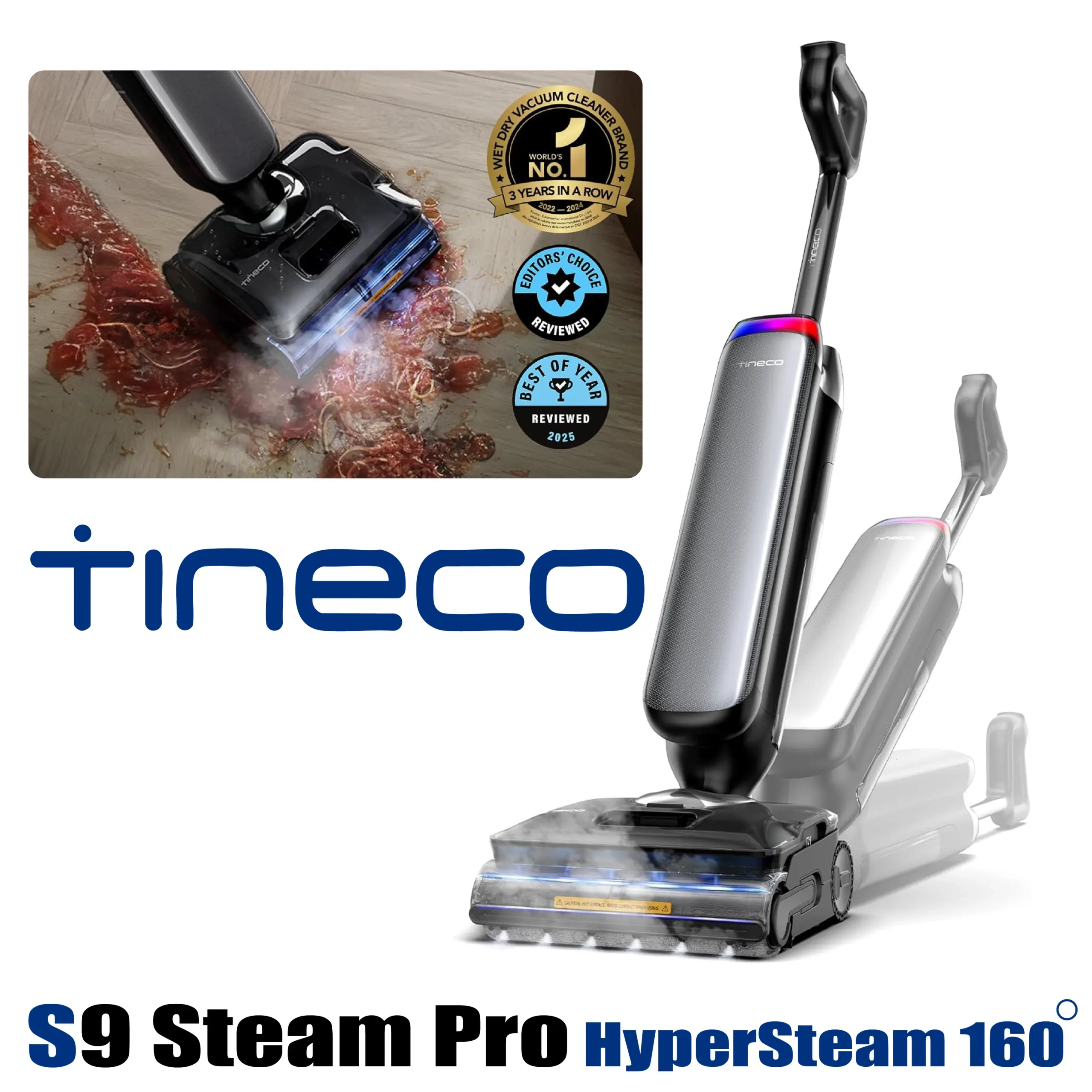Tineco S9 Artist Steam Pro Nettoyeur Vapeur sans Fil Intelligent, HyperSteam 160℃