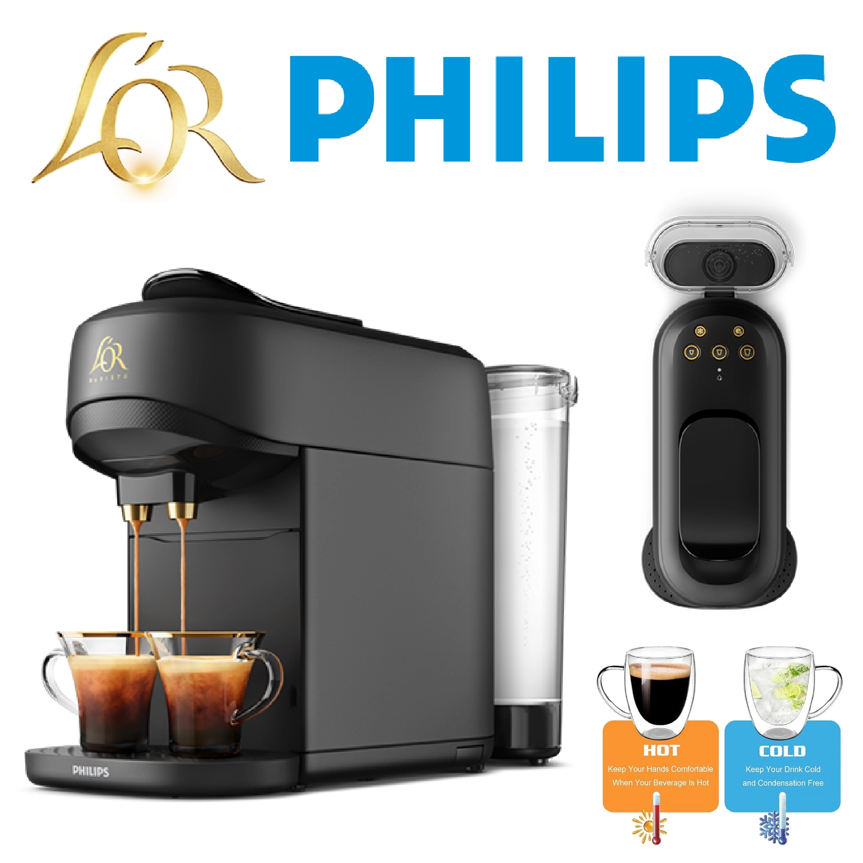 PHILIPS L'OR BARISTA Absolu CAFE Chaud ou glacé Deep Black - LM9512/60