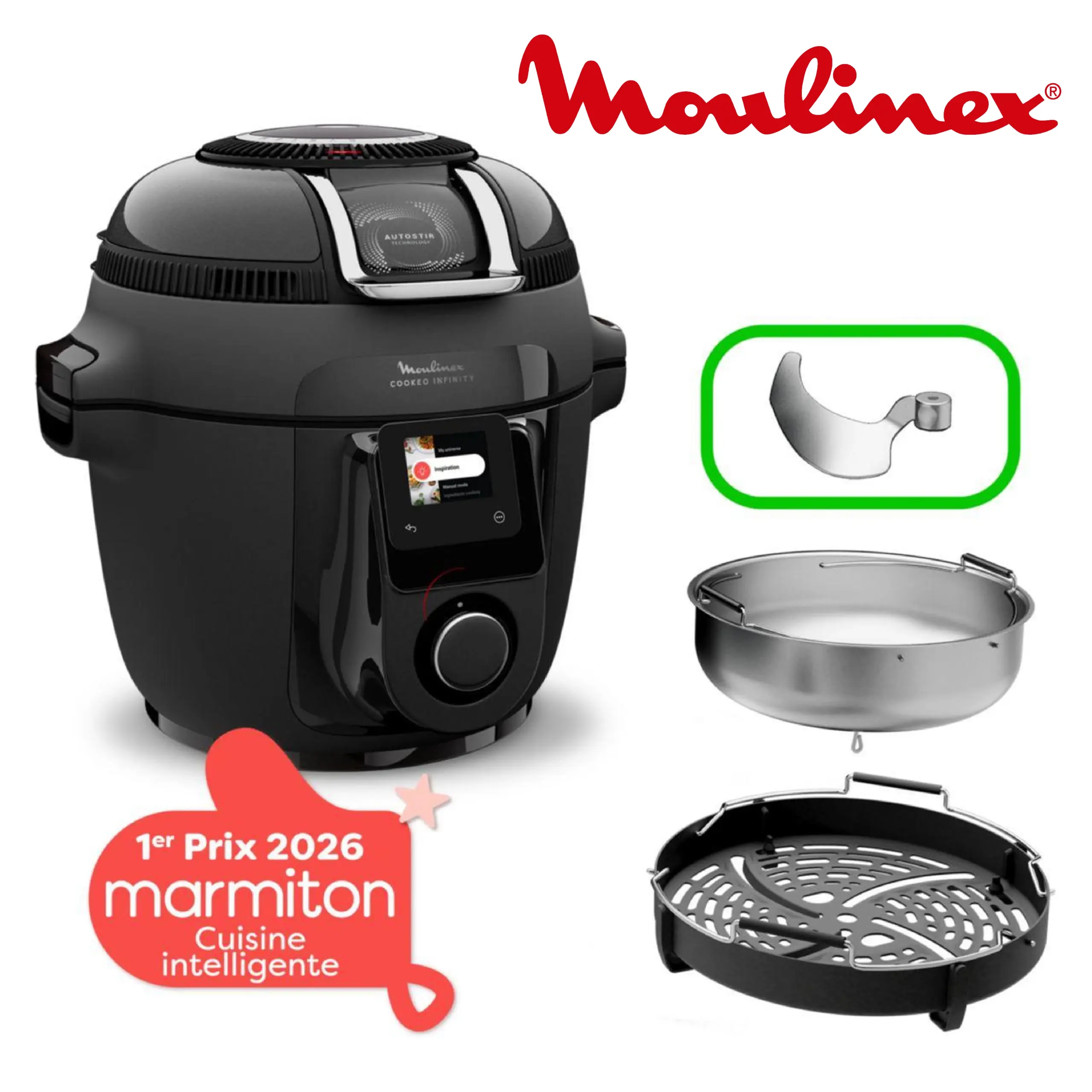Moulinex Cookeo Infinity, Air fryer + multicuiseur sous pression, Sans pale de mélange, 17 programmes, CE97GUF0